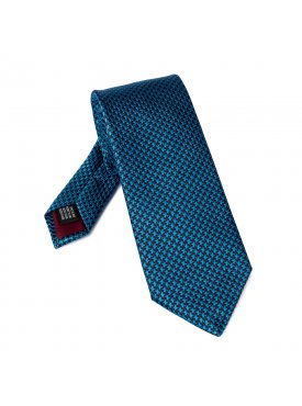 Krawat jedwab pepitka niebiesko grantowa - VAN THORN