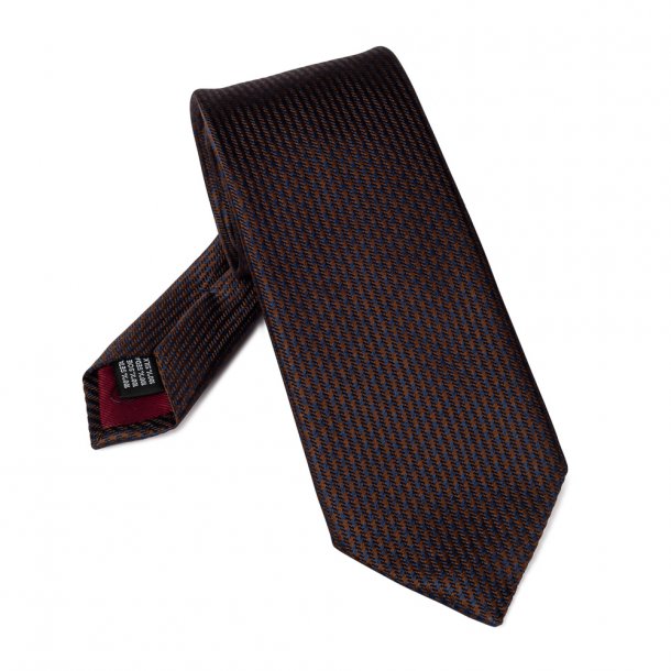 Krawat jedwabny pepitka brązowo granatowa - VAN THORN