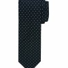 Czarny krawat jedwabny w białe kropki Profuomo