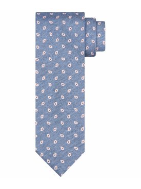 Niebieski jedwabny krawat ze wzorem Profuomo