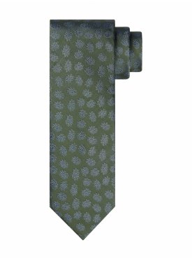 Zielony krawat jedwabny w kwiaty Profuomo