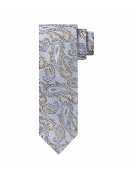 Beżowy jedwabny krawat paisley Profuomo