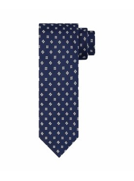 Granatowy jedwabny krawat ze wzorem Profuomo