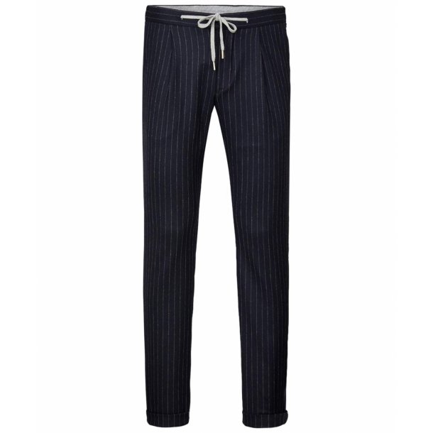 NAVY STRIPED SPORTCORD TROUSERS