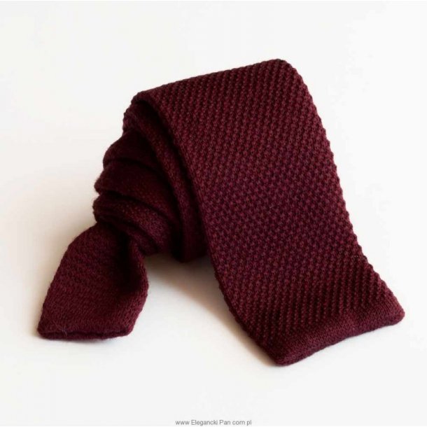 Bordowy krawat z dzianiny knit