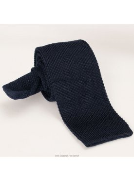 Granatowy krawat wełniany z dzianiny - knit