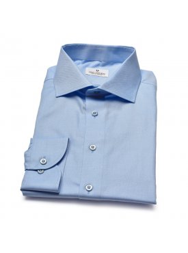Błękitna koszula VAN THORN z tkaniny typu oksford z włoskim kołnierzykiem