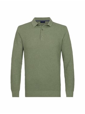 Sweter polo z długim rękawem zielony