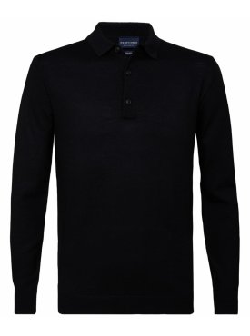 Sweter polo z długim rękawem czarne
