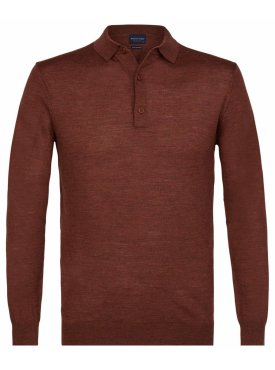 Sweter polo z długim rękawem rudy