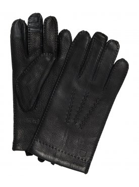Eleganckie czarne męskie rękawiczki Profuomo z technologią Screen Touch