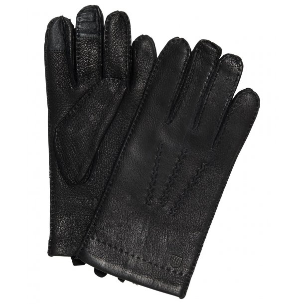 Eleganckie czarne męskie rękawiczki Profuomo z technologią Screen Touch