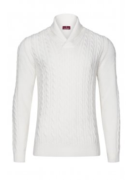 Męski sweter z wełny merynos w kolorze off white
