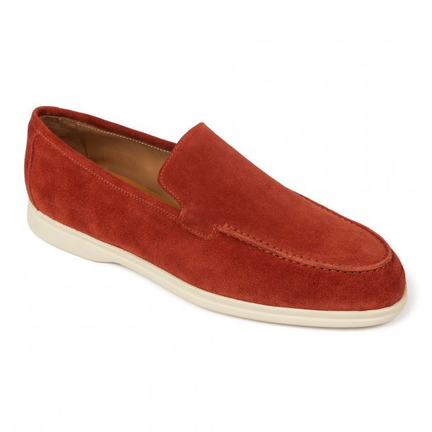 buty loafersy zamsz ceglany (rdzawy) van thorn city walker z toskanii lekka podeszwa kremowa