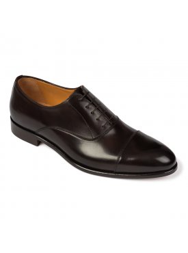 Eleganckie ciemnobrązowe skórzane buty męskie typu Oxford VAN THORN