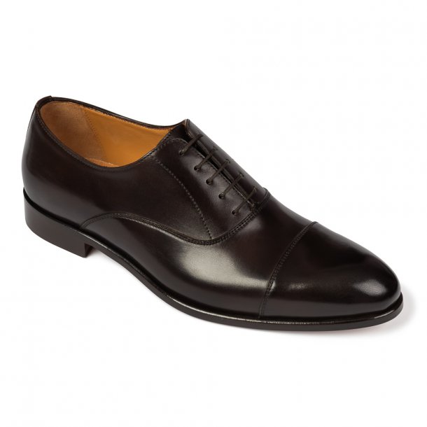 Eleganckie ciemnobrązowe skórzane buty męskie typu Oxford VAN THORN