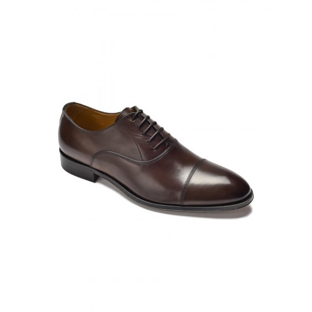 Eleganckie ciemne brązowe skórzane buty męskie typu Oxford