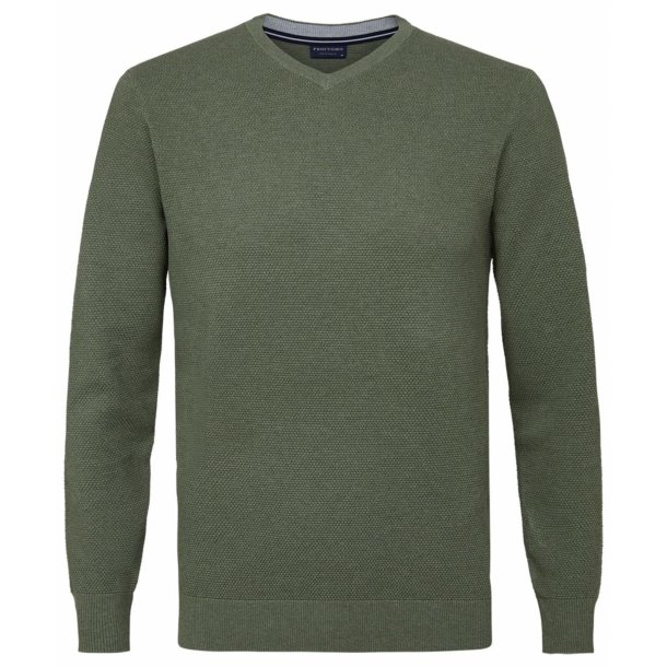 Pullover v-neck z fakturą zielony