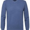 Pullover v-neck z fakturą niebieski