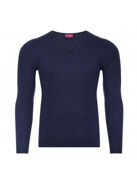 Granatowy sweter 100% kaszmir VAN THORN