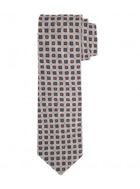 Szary wełniany krawat Profuomo w granatowy i bordowy wzór