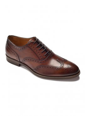 Eleganckie brązowe skórzane buty męskie typu brogue VAN THORN