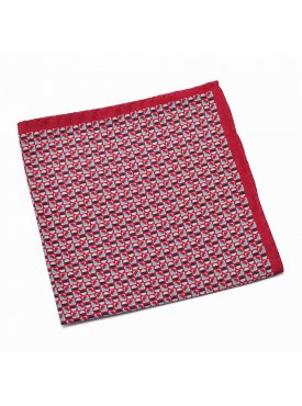 Czerwona poszetka w drobny wzór z jedwabiu i bawełny