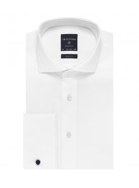 Elegancka biała koszula męska taliowana (SLIM FIT), mankiety na spinki