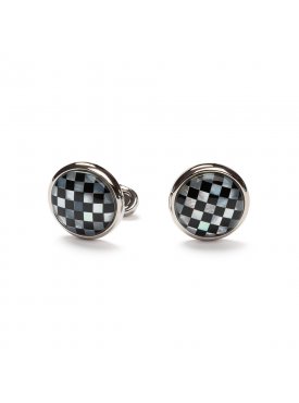 Spinki do Mankietów VAN THORN Szachownica – Masa Perłowa i Onyks