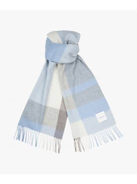 Ciepły błękitny szal z jagnięcej wełny Profuomo w kratę