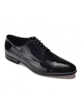 Eleganckie czarne skórzane buty męskie do smokingu - lakierki