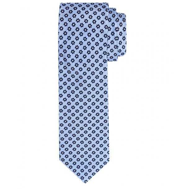 Elegancki błękitny krawat Profuomo w bordowe kwiatuszki