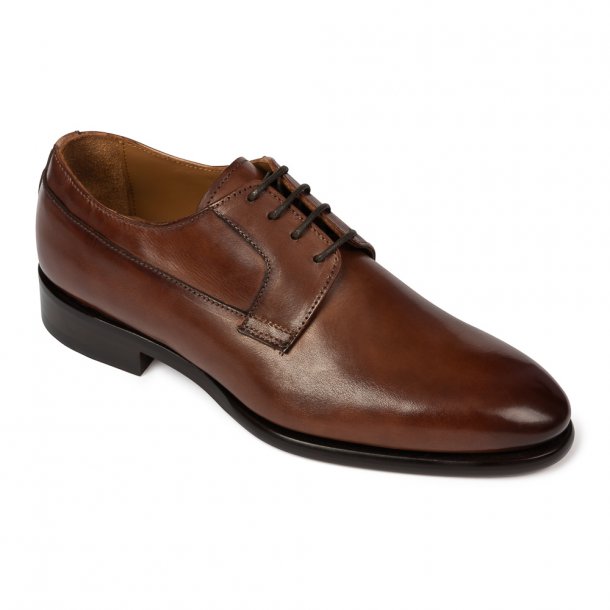 Brązowe eleganckie buty męskie typu Derby Van Thorn - ręcznie wykańczane 