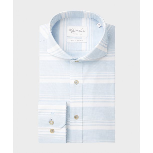Stylowa niebieska koszula Michaelis w białe pasy