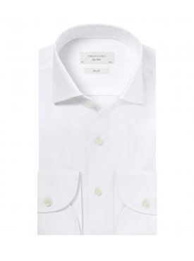 Elegancka biała koszula męska Profuomo SLIM FIT z kołnierzem z jednego kawałka tkaniny