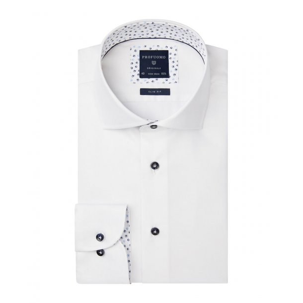 Biała koszula z kontrastami Profuomo Slim Fit
