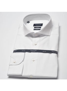 Extra długa biała koszula męska taliowana SLIM FIT