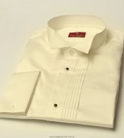 Elegancka śmietankowa (ecru) koszula smokingowa - NORMAL FIT