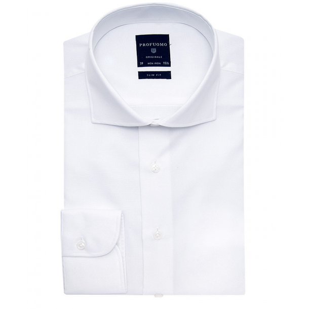 Elegancka biała koszula męska taliowana, SLIM FIT o splocie typu Panama