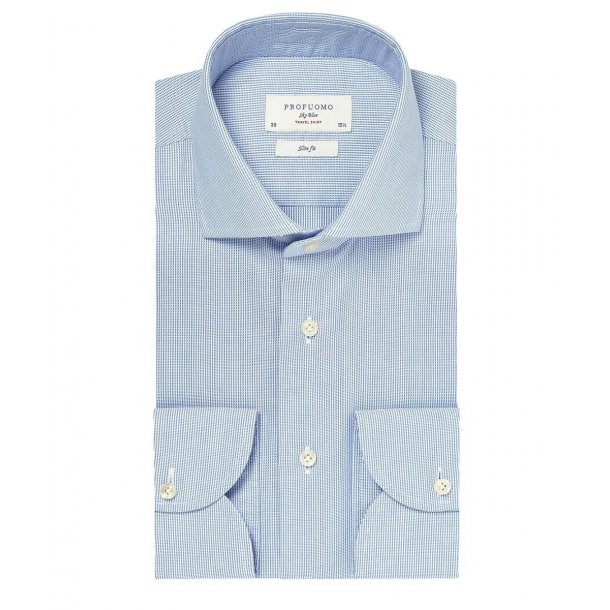 Błękitna koszula męska taliowana, SLIM FIT travel shirt wrinkle free