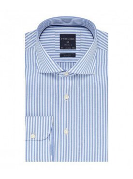 Elegancka klasyczna biała koszula Profuomo Originale w niebieskie paski