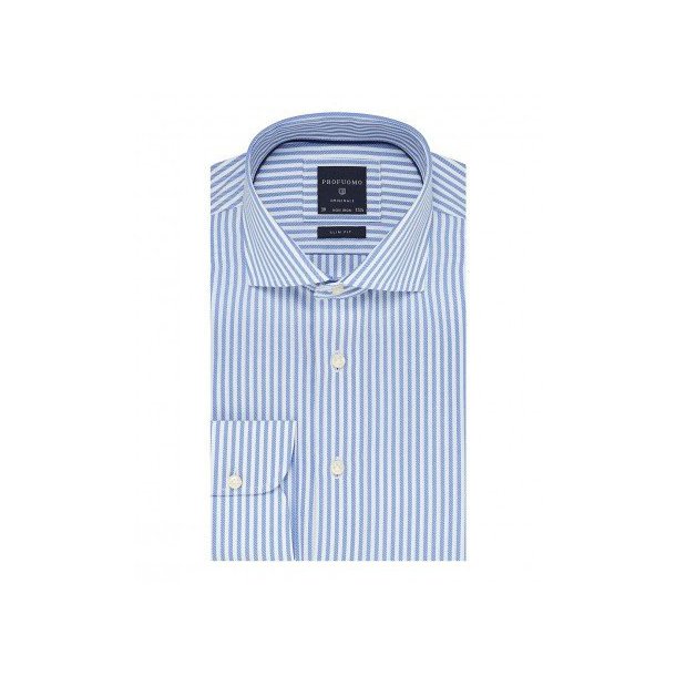 Elegancka klasyczna biała koszula Profuomo Originale w niebieskie paski
